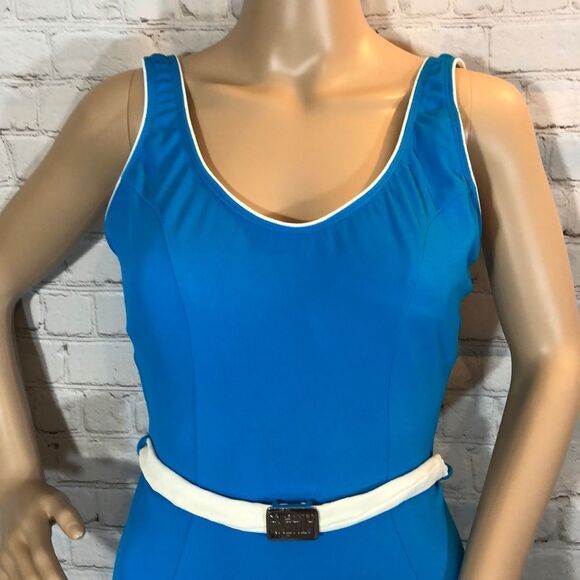 Vintage Athena One Piece Bright Blue Swimsuit 10 - Picture 2 of 16